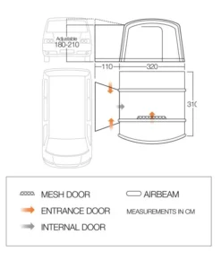 Vango Cove II Low Air Drive Away Awning -Outdoor Camping Equipment Store cove ii air low floorplan high 1