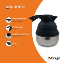 Vango Cuisine 1.5 Ltr Kettle Deep Grey -Outdoor Camping Equipment Store cuisine 1.5l kettle deep grey low res medium