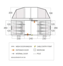 Vango Castlewood 800XL Tent Package -Outdoor Camping Equipment Store floorplan castlewood 800xl