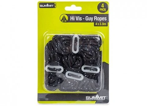 Pack Of 4 Black High Vis Guy Ropes 1 Pack Of 4 Black High Vis Guy Ropes