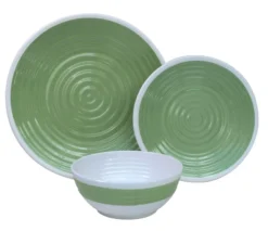 Outdoor Revolution Premium 12pc Melamine Plate And Bowl Set Pastel Lime
